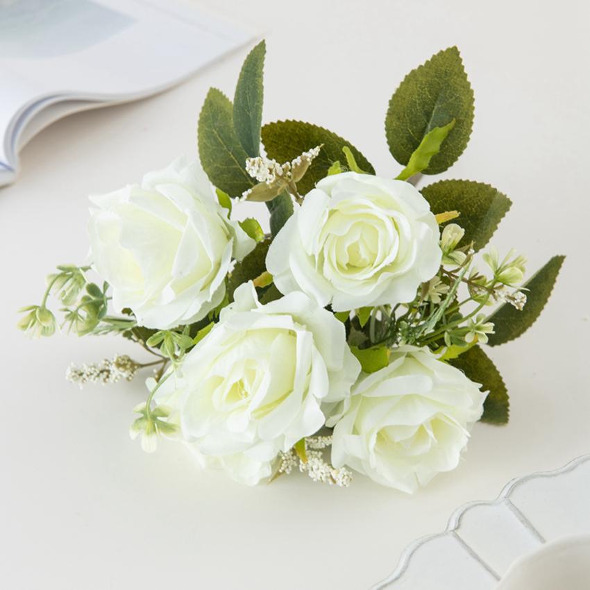 3pcs/5pcs Silk Artificial Flower Rose Outdoor Wedding Bouquet Christmas Decorate Home vase table Party Scrapbook Diy gift wreath