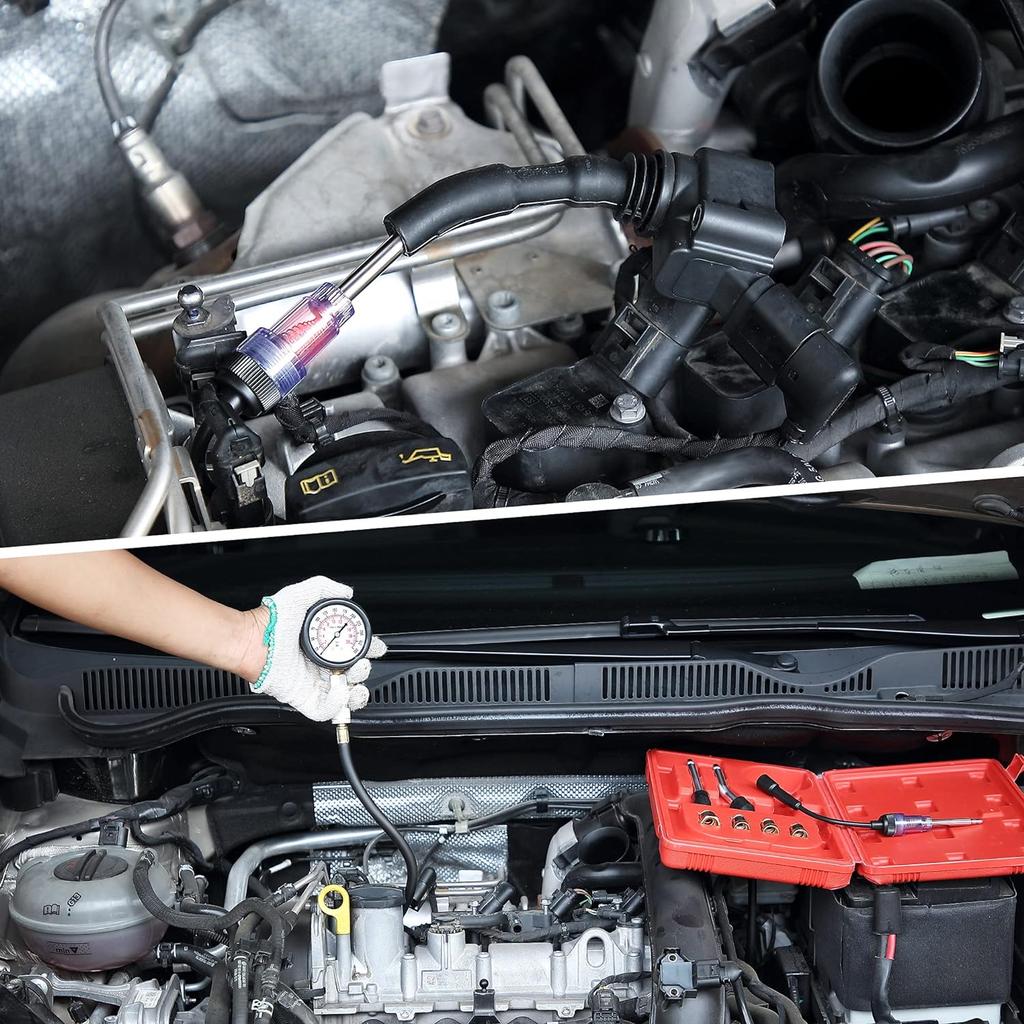 Petrol Engine Cylinder Compression Tester Kit Automotive and Motorcycles Tool 0-300PSI Engine Cylinder Pressure 0-21 Bar Gauge