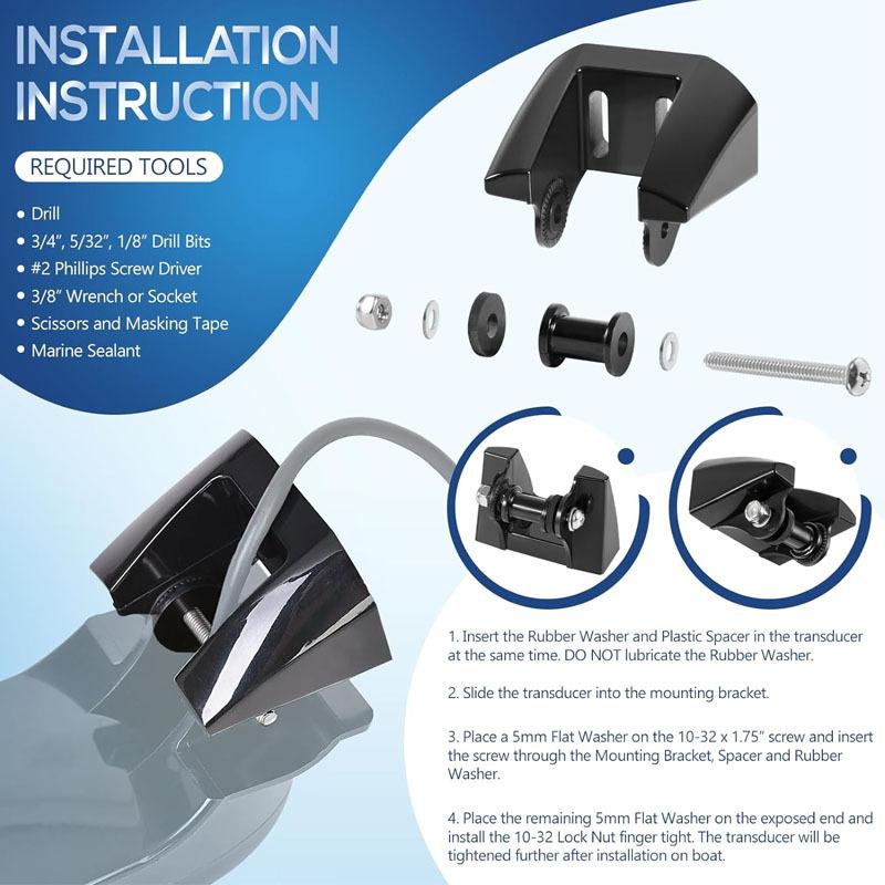 K00-00118-01 Transducer Bracket Transom Mount Kit Fits for Garmin XDCR 200/50 kHz Dual Frequency Transducer F/010-10272-00