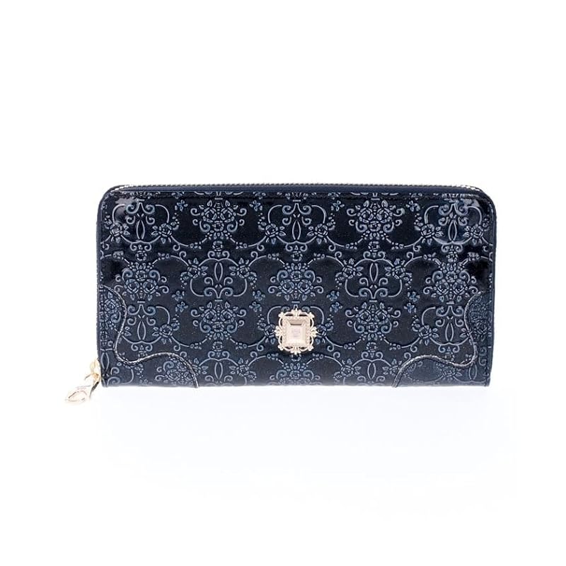 

[Anna Sui] wallet Roomy round zipper long wallet ladies Navy (new)