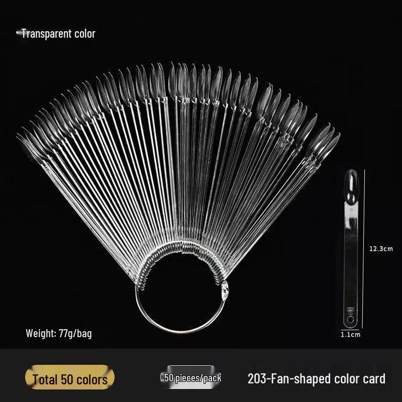 

50-Piece Fan-Shaped Nail Art Display: Round & Square Tips Board