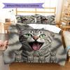 Cute Cat 3D Pattern Bedding Quilt Set Quilt Cover Pillowcase Home Decoration Gift (1 * duvet cover + 2 * pillowcase, without core)