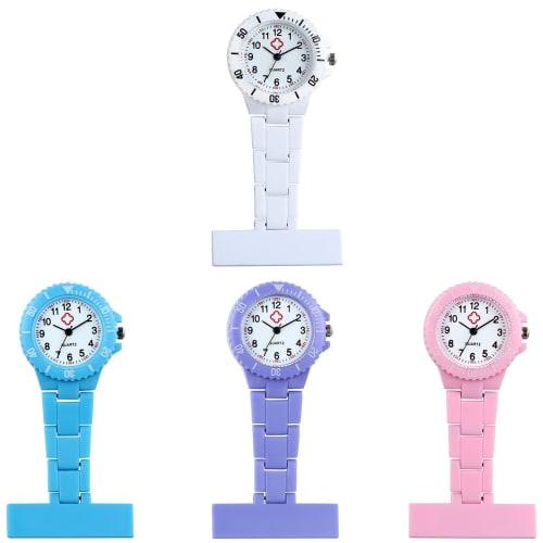 Lancardo Nurse Watch, Small Pocket Watch for Nurses, Stainless Steel Strap, Unisex, Analog Display, Pink, Includes Storage Pouch