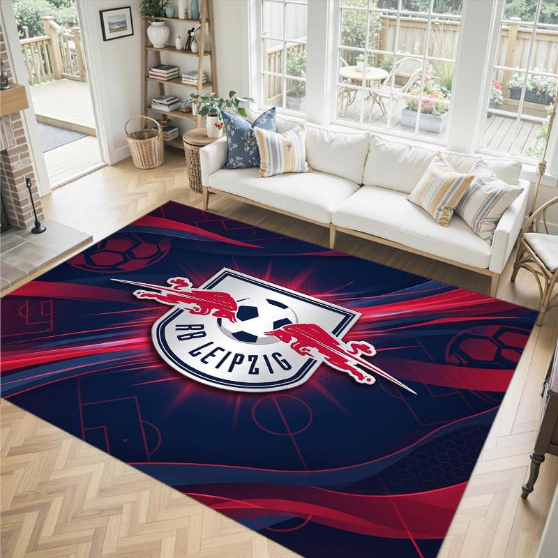 Tappeto in Velluto di Cristallo Design Calcio RB Leipzig Accogliente Non?Tappeto Stampato Antiscivolo per Camera da Letto Soggiorno Ingresso