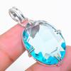 Swiss Blue Topaz Gemstone Handmade 925 Sterling Silver Jewelry Pendant 1.85"