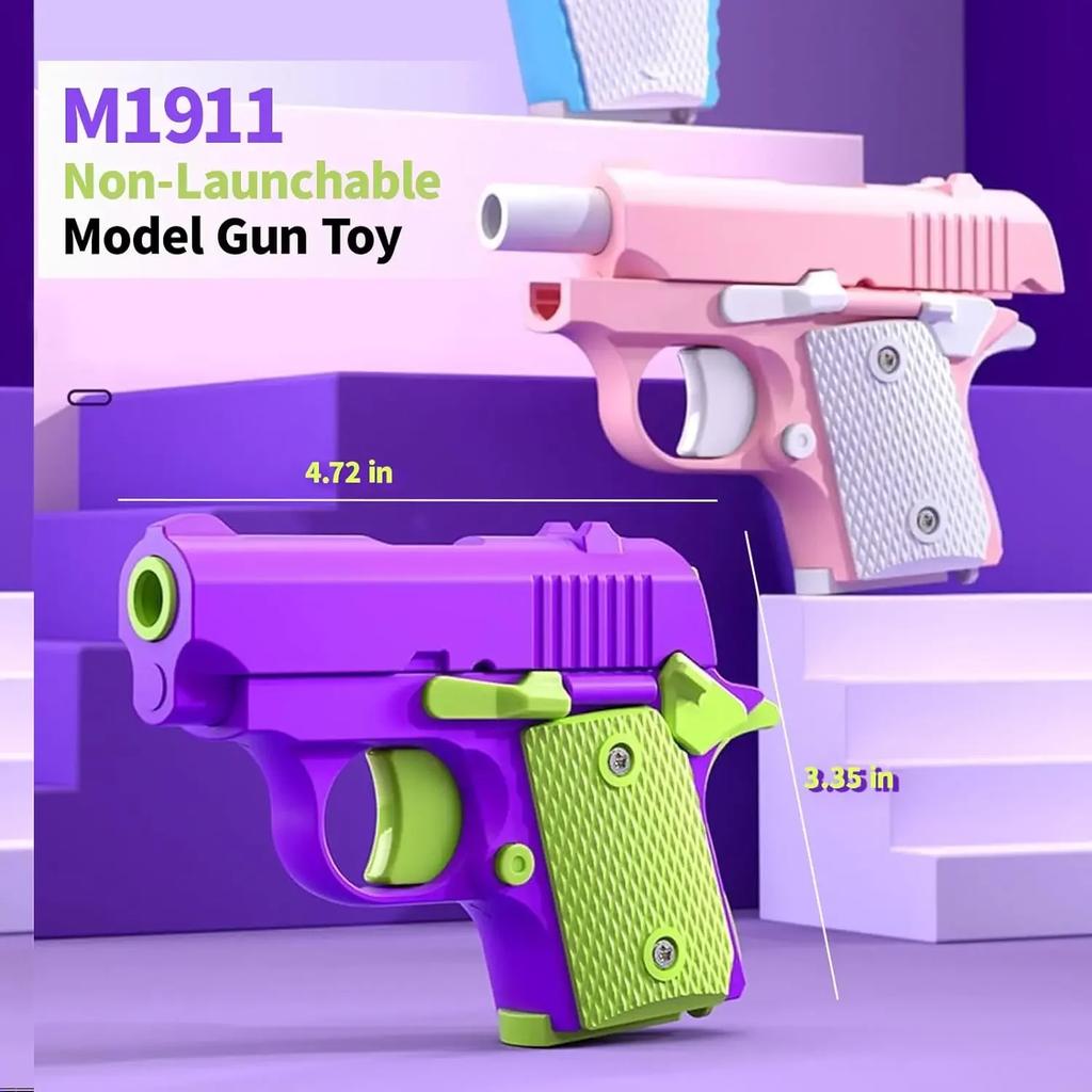 New ABS Plastic Mini 1911 3D Printed Gravity Toy Gun Stress Relief Pistol Toy for Adults Gifts for Boys & Kids 3+ Years Old