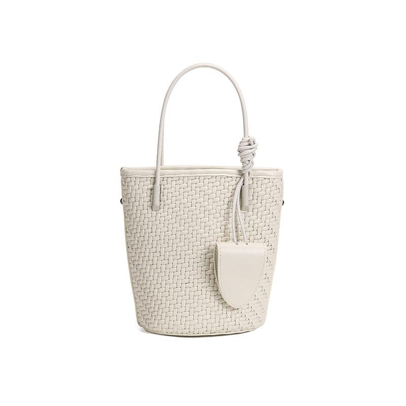 Modische Schaffell Zugband geflochtene Hand-Eimer-Tasche Damen-Tasche 2025 neue vielseitige lässige Umhängetasche Crossbody-Tasche