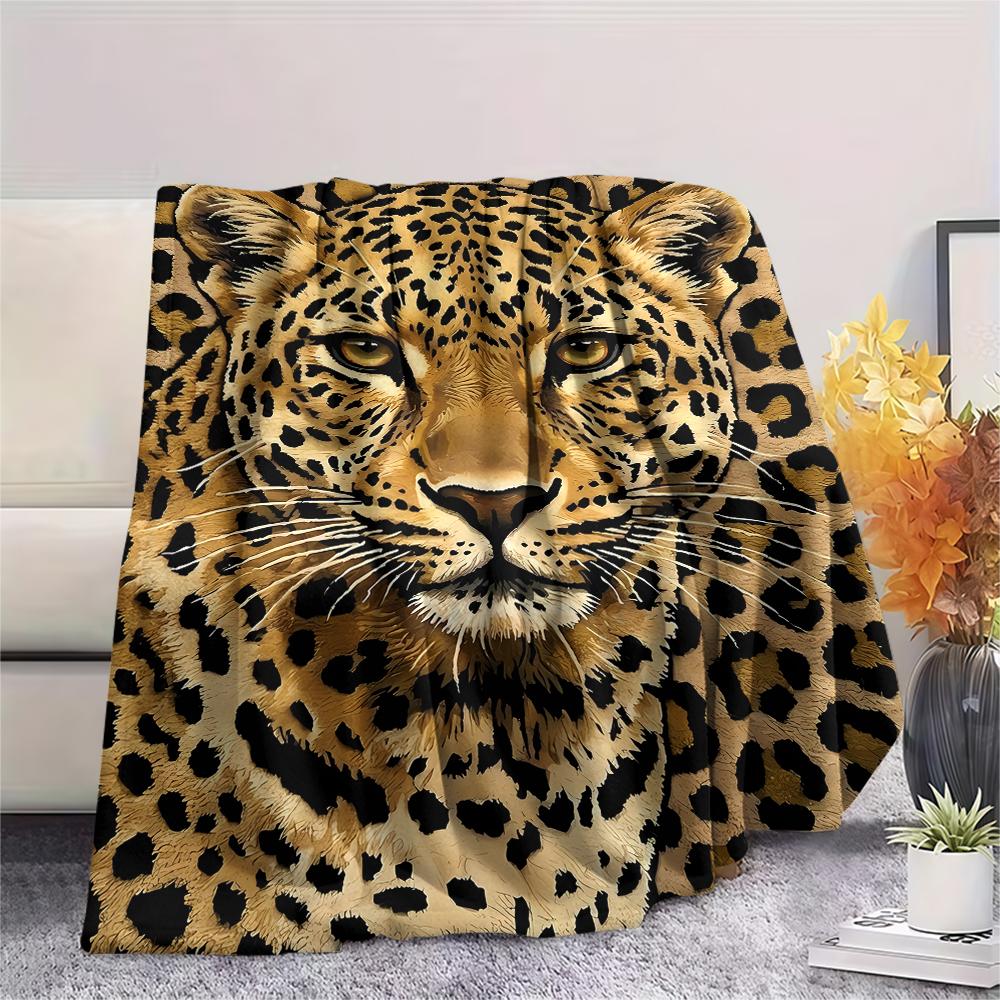 Filz Panda Wolf Leopard Kaninchen Druck Flanelldecke, Hohe Qualität, Bequem für alle Jahreszeiten, Heimdekoration, Wärme und Komfort, Perfekt für Weihnachtsgeschenke