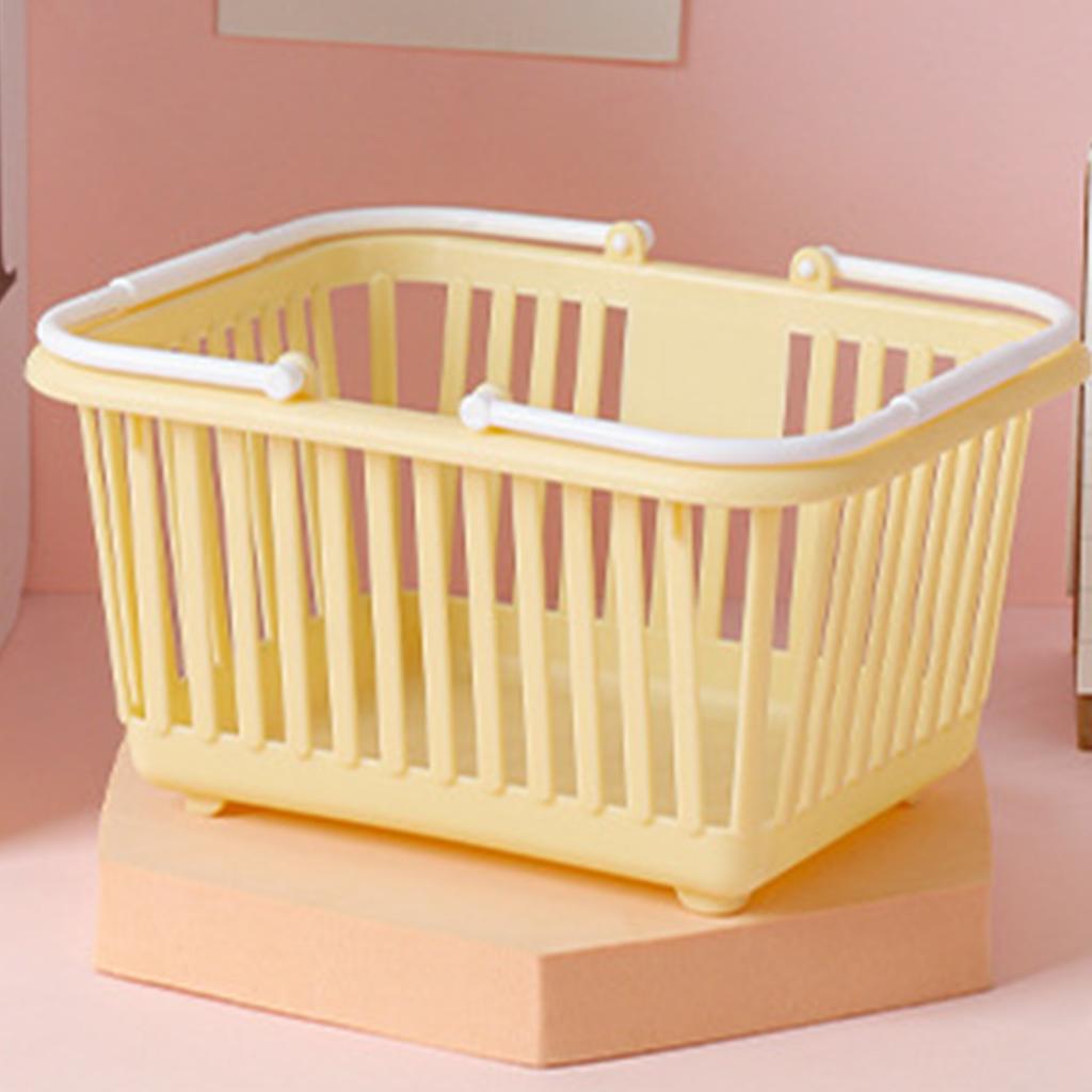Storage Basket Multifunctional Compact Plastic   Basket with Handle for Desk