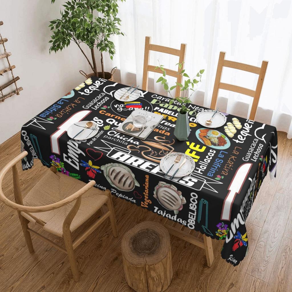 Arepas Pattern Venezuela Custom Rectangular Tablecloth Waterproof Table Cover for Festival Party Decorations Table Cloth