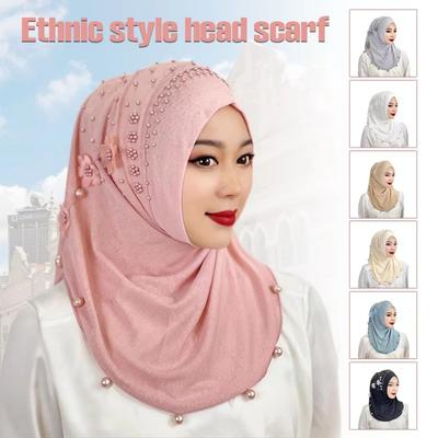 Solid Color Islamic Headscarf Breathable Head Wrap Cap Fashion Ramadan Hijab