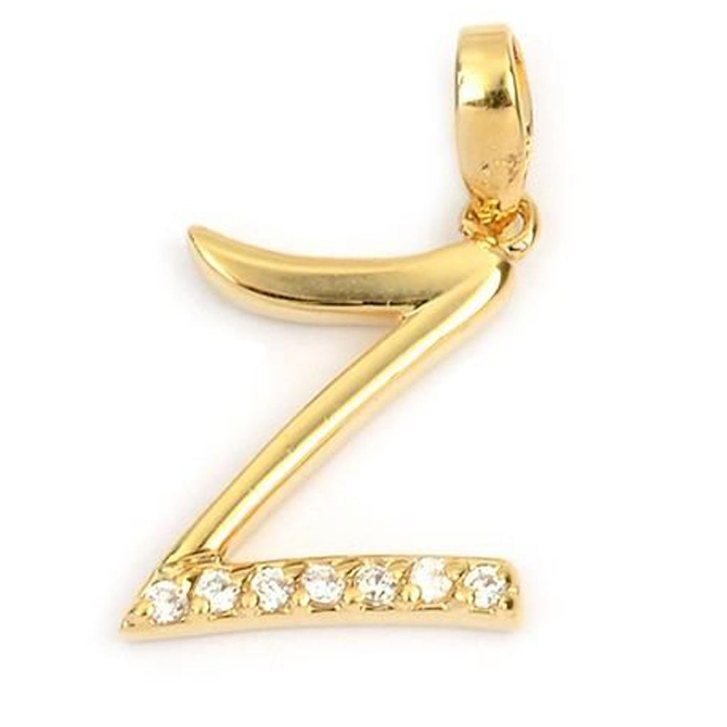Les Trésors De Lily [M8951] - Gold Plated Pendant 'Letter Z' Golden White - 21x10 Mm