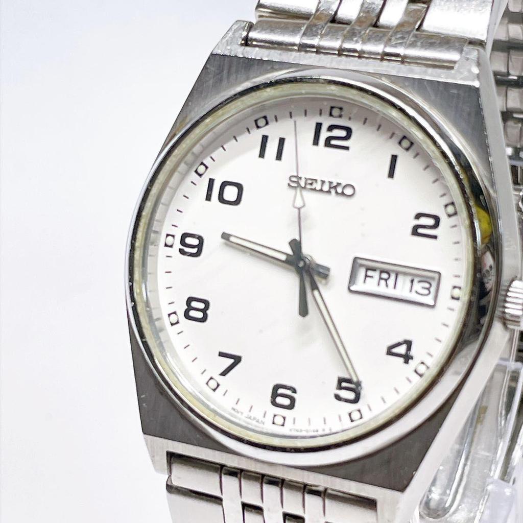Used 457 SEIKO Men's Watch Quartz Day Date New Battery Working