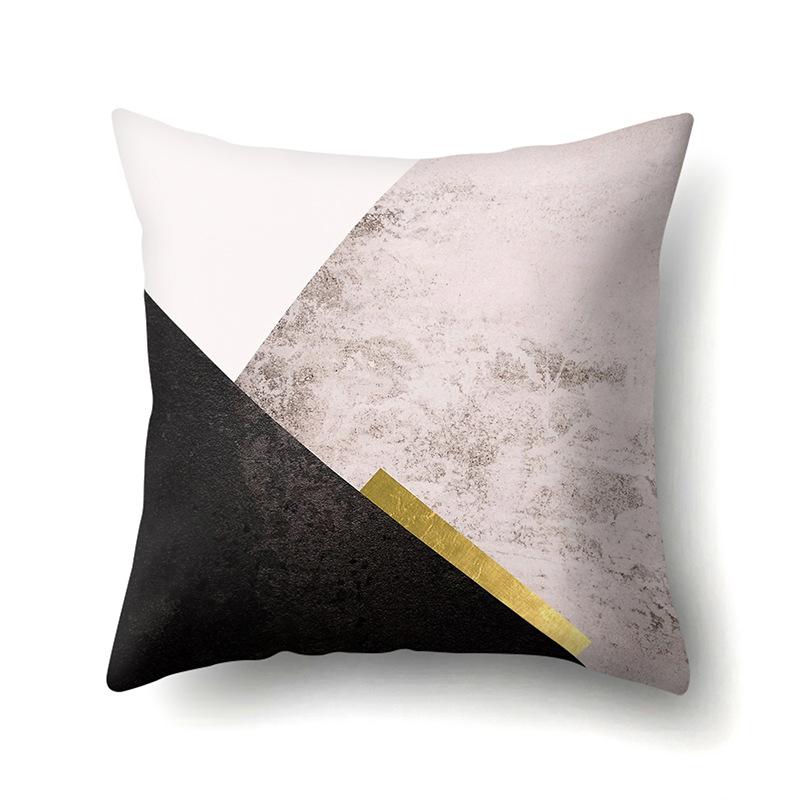 Polyester Pillowcase Marble Nordic Ins Style Geometric Printed Peach Leather Velvet Living Room Sofa Pillowcase