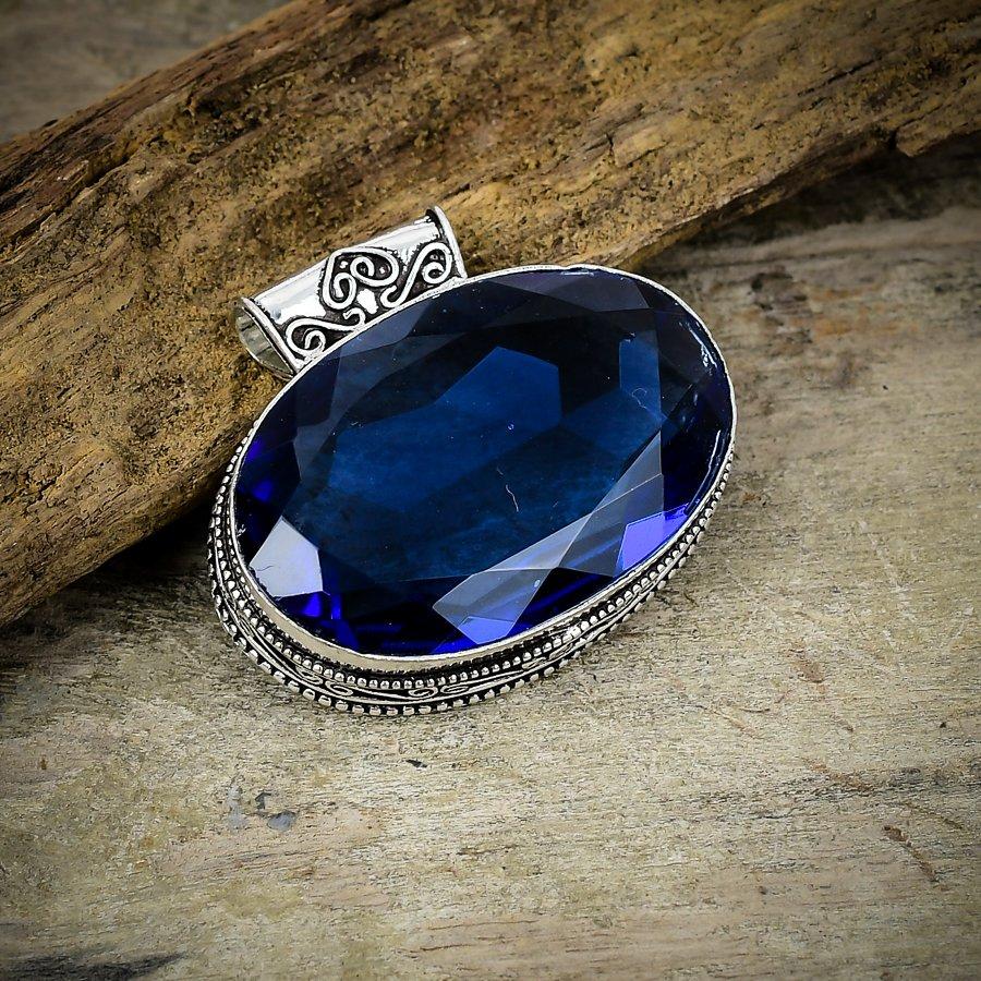 

London Blue Topaz Gemstone 925 Sterling Silver Jewelry Pendant 1.38 M-141