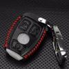 Jingyuqin 3B Genuine Leather Men Car Key Bag Case Cover Holder Chain For Mercedes Benz W203 W210 W211 W124 W202 W204 W205 AMG