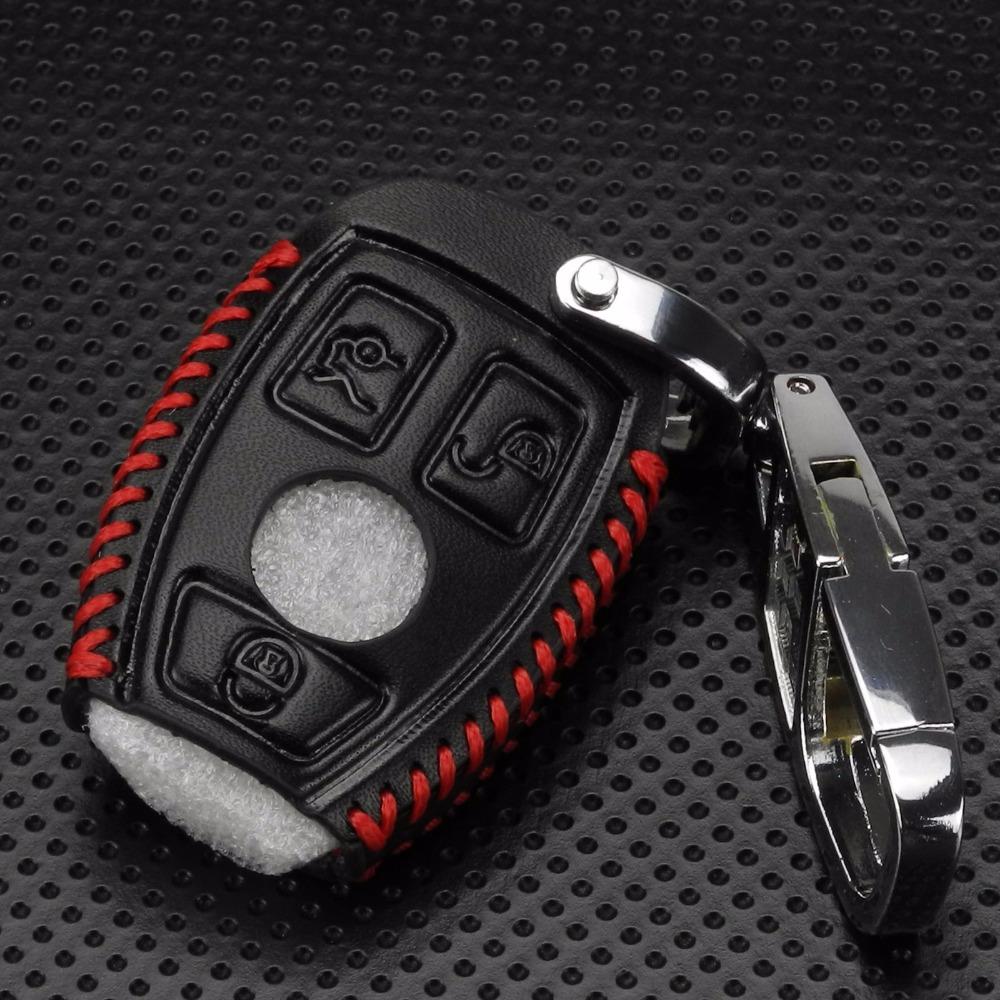 jingyuqin 3B Genuine Leather Men Car Key Bag Case Cover Holder Chain For Mercedes Benz W203 W210 W211 W124 W202 W204 W205 AMG