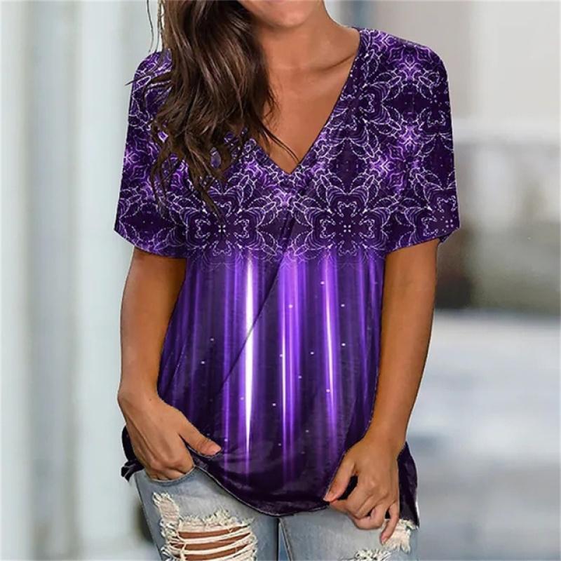 

Сексуальная женская футболка с v-образным вырезом и 3D принтом, новая летняя модная уличная футболка с короткими рукавами в стиле Харадзюку, удобная женская футболка, повседневная XXL