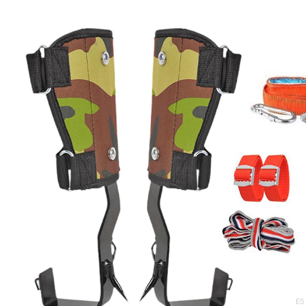 Tree Climbing Spikes Professional Fall Protection Wide Pedal W/ Ankle Straps Gear for