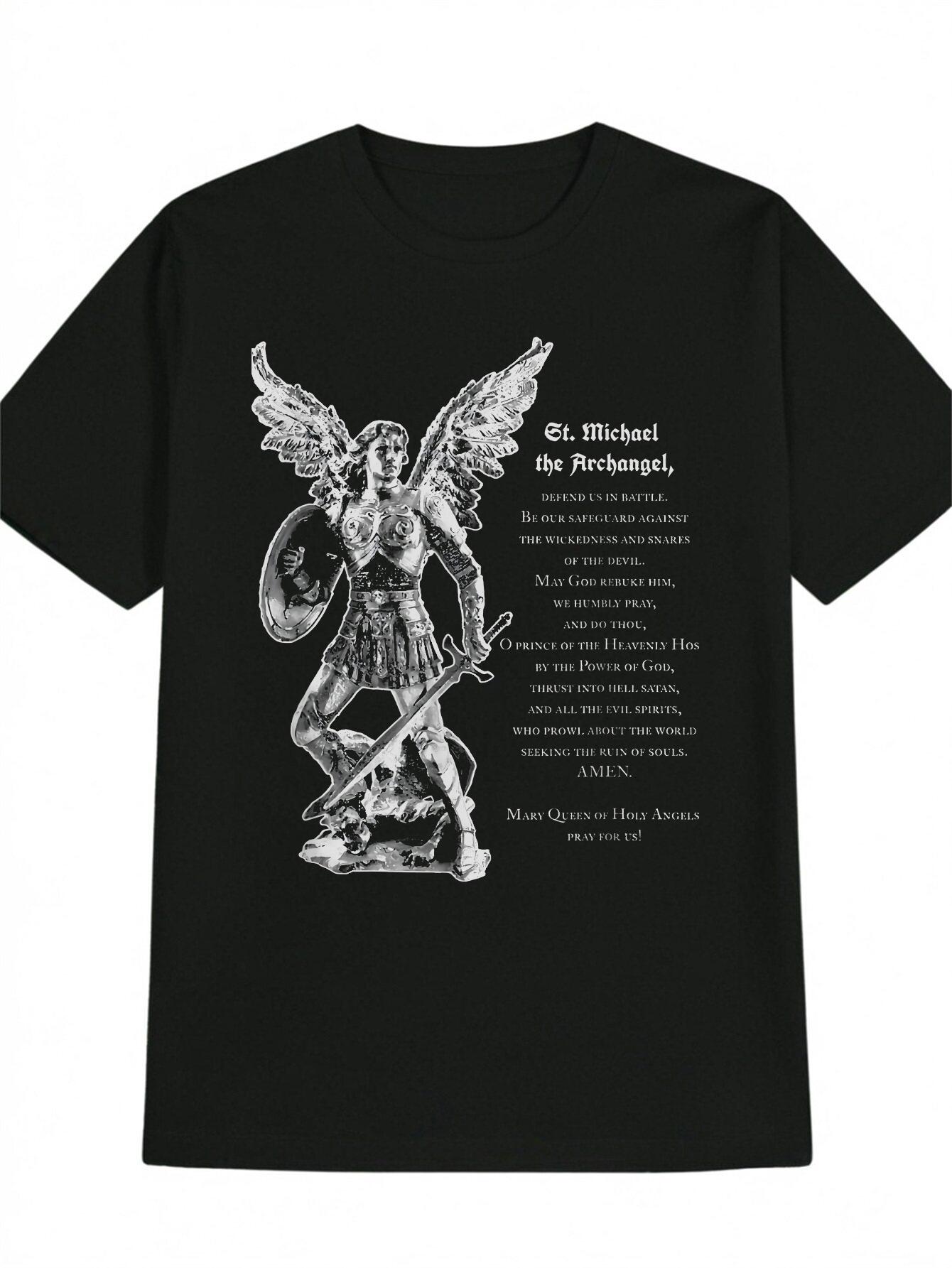 Graphic T-shirt - Archangel Michael Armor Design with Sword & Shield XL