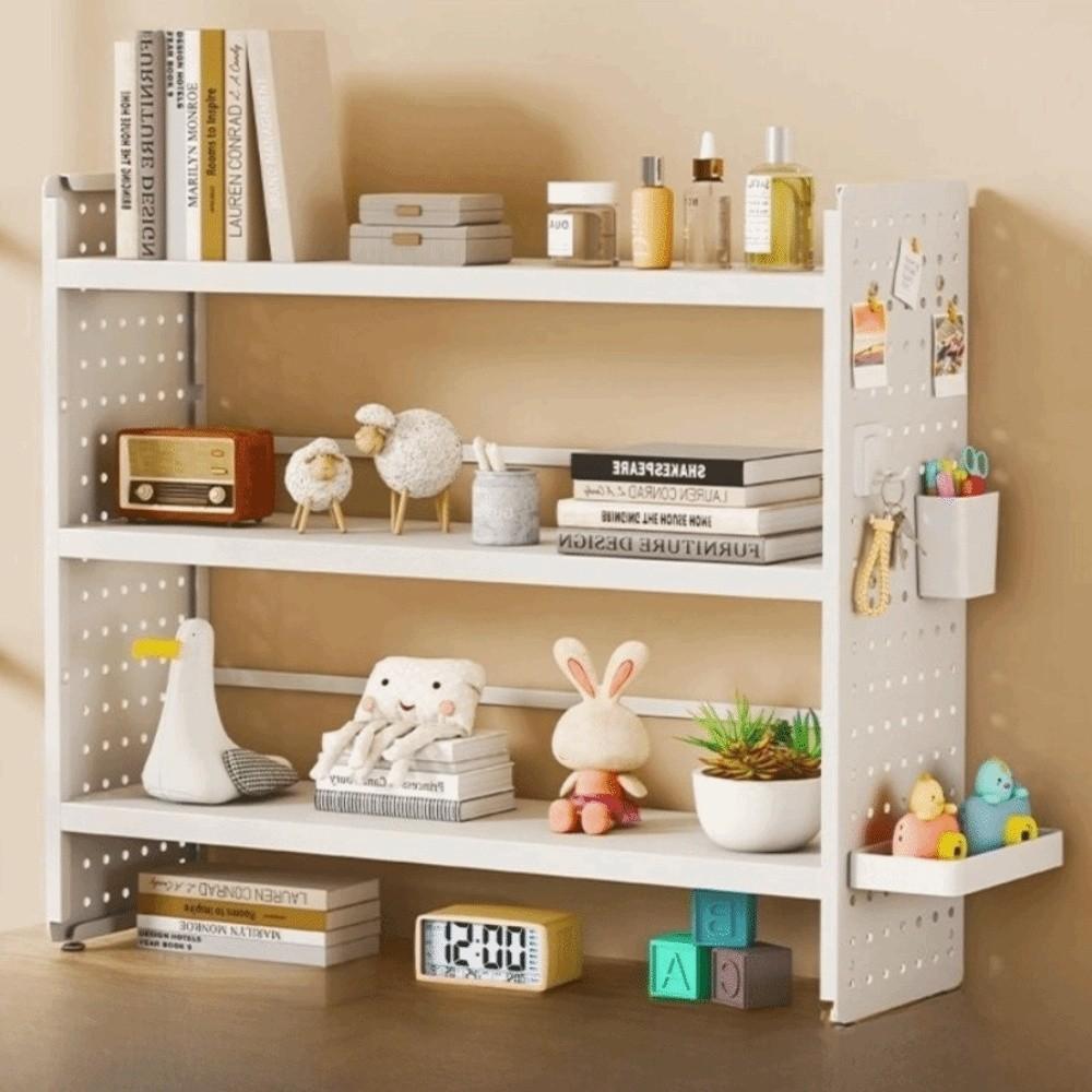 New Simple Design Hole Board Bookcase Modern Style Open Top Tabletop Shelving Easy Assembly Desktop Bookcase Home Office