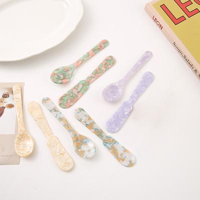 Colorful Acrylic Ice Spoon Cream Coffee Caviar Spoon Stirring Spoons Dessert Spoon Teaspoon Crafts Tableware Party Photo Props