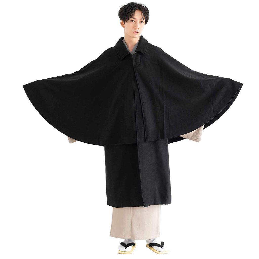 KYOETSU Japanese Coat TONBI woollen blend fabric LL Black