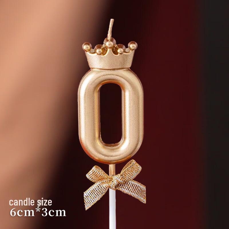 Champagne Gold Bow-knot Number Candle Cake Topper