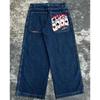 GLYDE Embroidered Baggy Jeans Y2K Clothes Men Women Harajuku Hip Hop Embroidered Vintage Blue Baggy Jeans Low Rise Wide Leg Pants