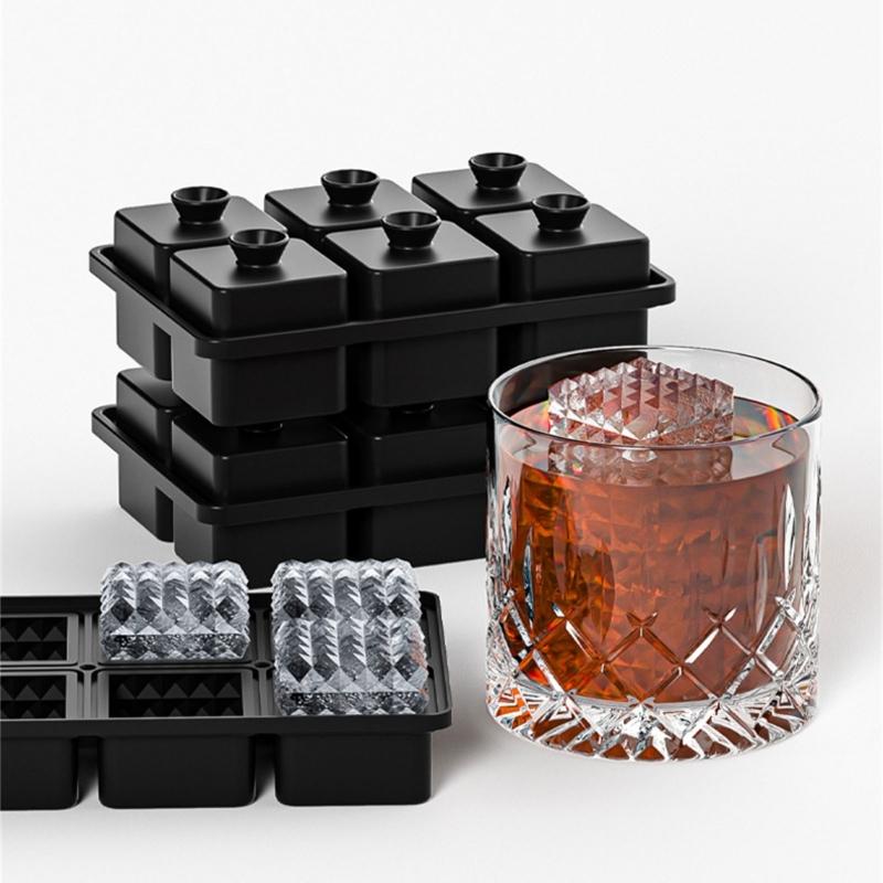 Eiswürfelform mit großem Fassungsvermögen und aufwendigem Gravurmuster erzeugt Rombus-Eis für Whiskey- und Cocktail-Liebhaber