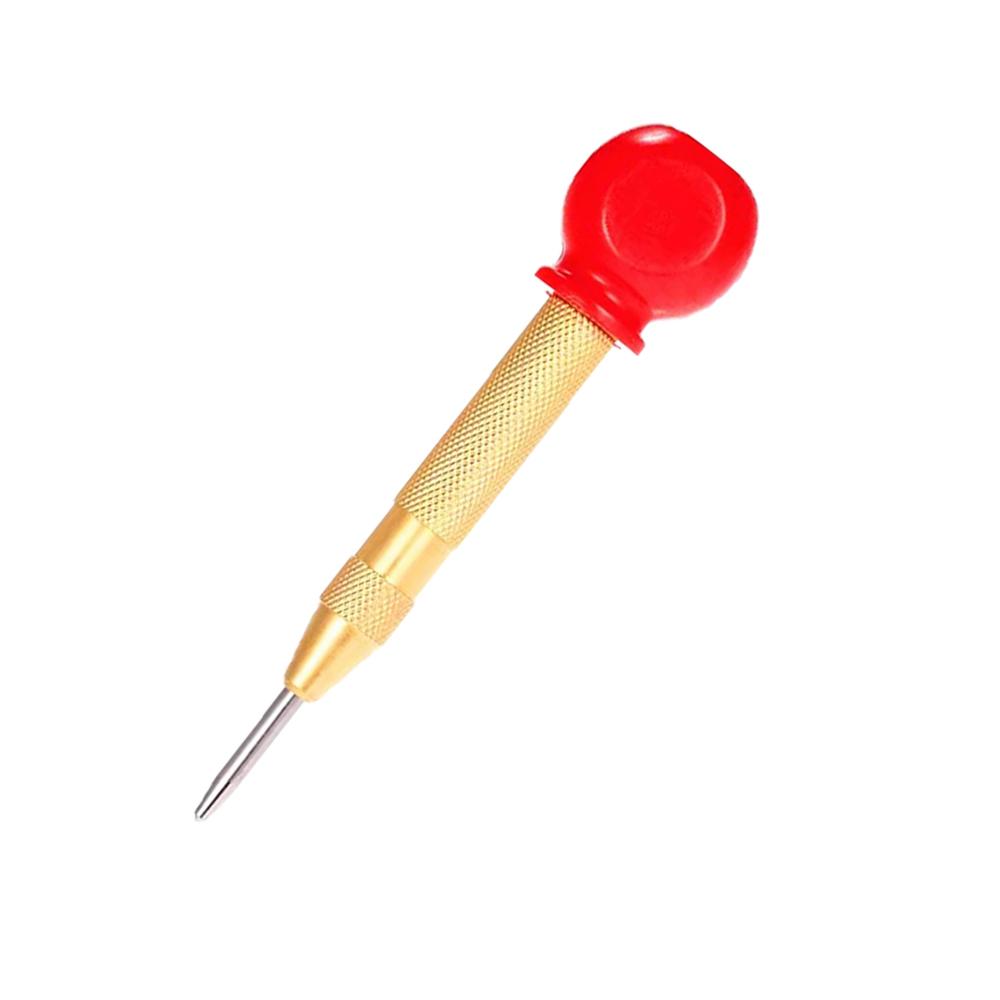 Automatic Center Punch Spring Loaded 5.11Inch Adjustable One-Handed - Glass Breaker Window Puncher Metal Woodworking Punch Tool латунный