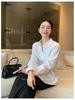 2026 Spring Women's Minimalist Light Blue Loose Long Sleeve Lapel Shirt