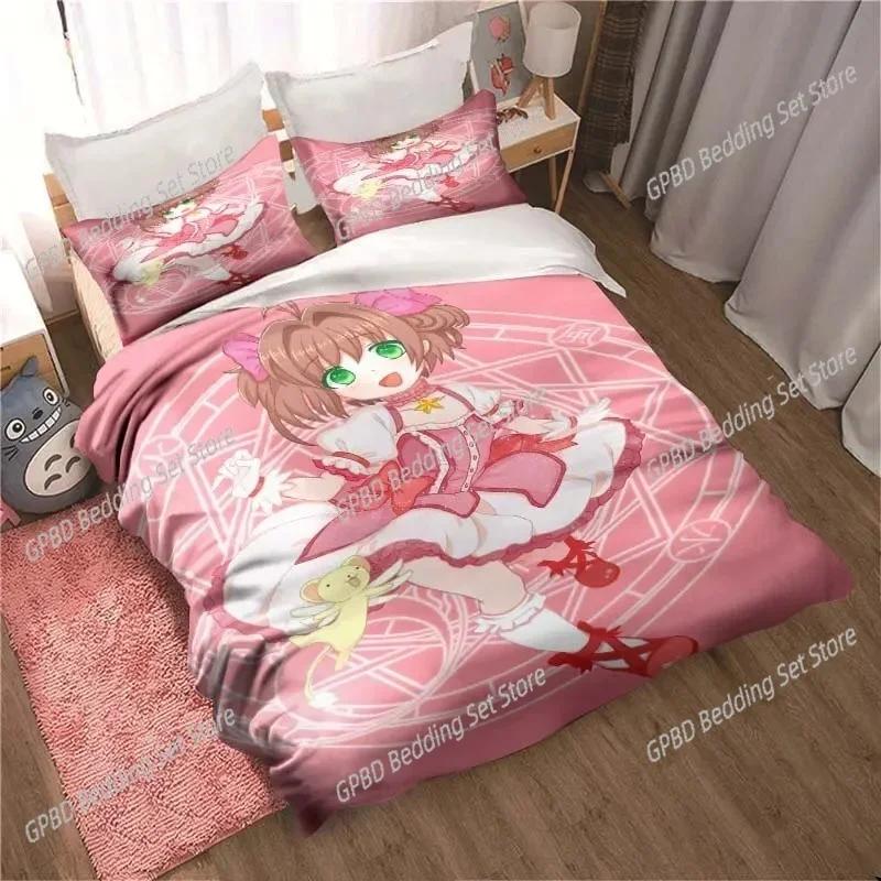 Comforter Anime Cardcaptor Sakura Bedding Set 3D Printed Suitable For Bedroom Kids Home Textile