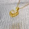 Ciondolo Cuore con Nastro 18k: Lussuosa Catena per Clavicola da Donna con Diamanti Completi Stile Corte