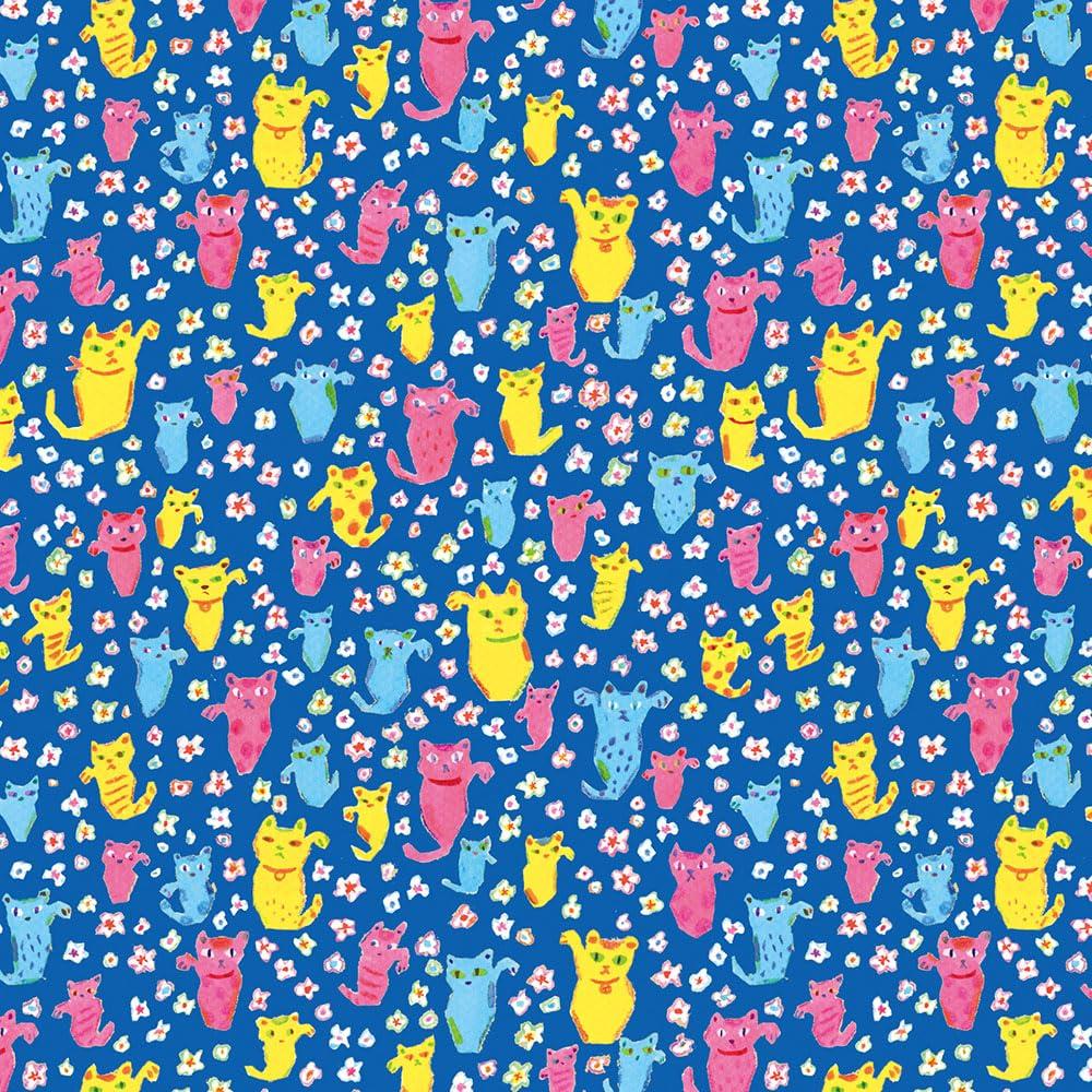 Toyo Origami Colorful Chiyogami 15cm 8 40 5187 Cat-Filled Paper, square, patterns, sheets,