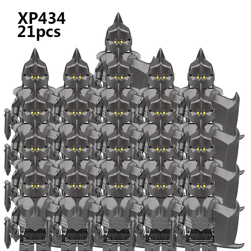 KT1056 21pcs WW2 Movie Character SET Magic Ring Lord Medieval Dwarf Soldier Shield Soldier Army Figure Bricks Toys for Kids Gift