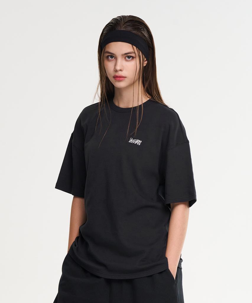 Leijibi Signature Graffiti Oversized Short Sleeve Functional Gym Wear Fitness Running Workout Wear Short Sleeve W Black