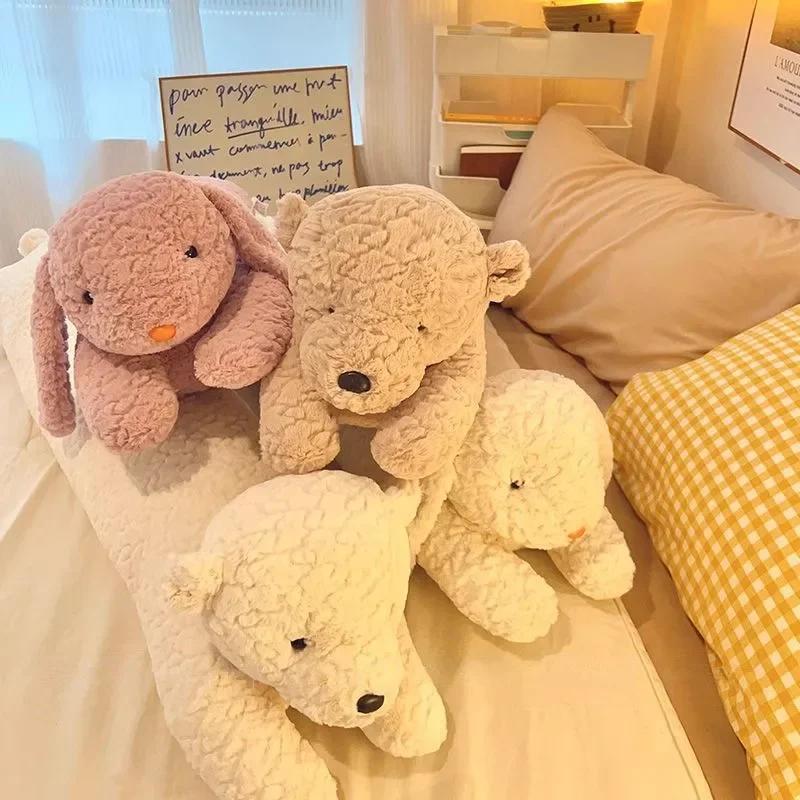 Long Rabbit Plush Body Pillow Large Cute Bear Stuffed Rabbit Sleeping Cushion Decorative Body Pillow Chair Back Cushion Decor
