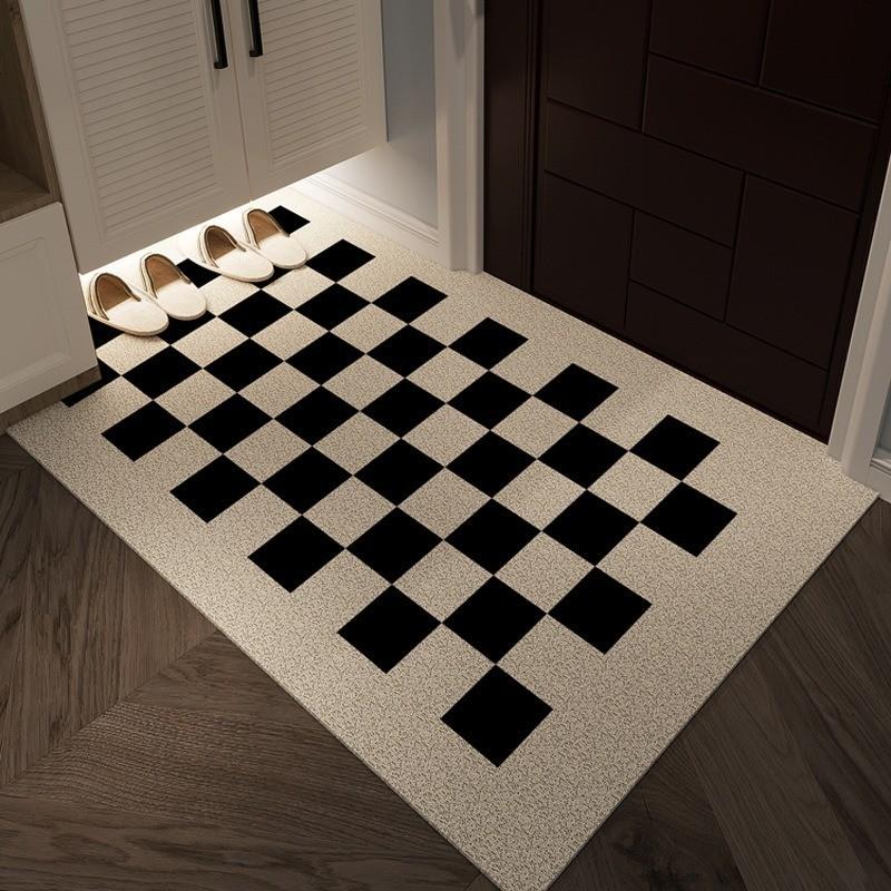 Karierte Serie Teppich mit Aufdruck Geeignet für Hotel Wohnzimmer Schlafzimmer Weiche Matte Leicht zu reinigen Anti-Rutsch Eingangstür Dekoration Teppich