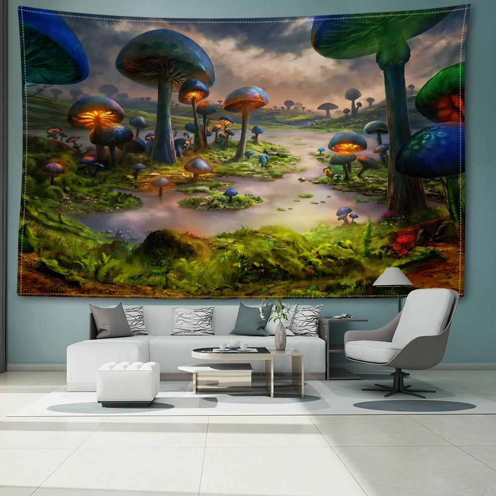After Rain Mushroom Forest Tapestry Wall Hanging Bohemian Abstract And Minimalist Modern Style Living Room Bedroom Home Decor