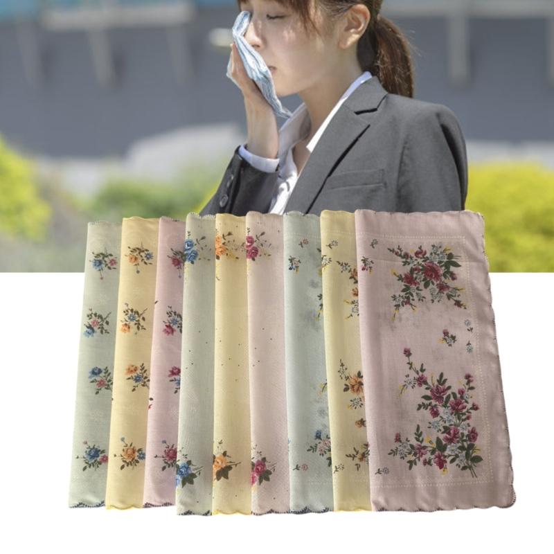 Lady Square Handkerchief Cloth Flower Women Child Print Face Hand Towel Hanky Wedding Christmas Gift