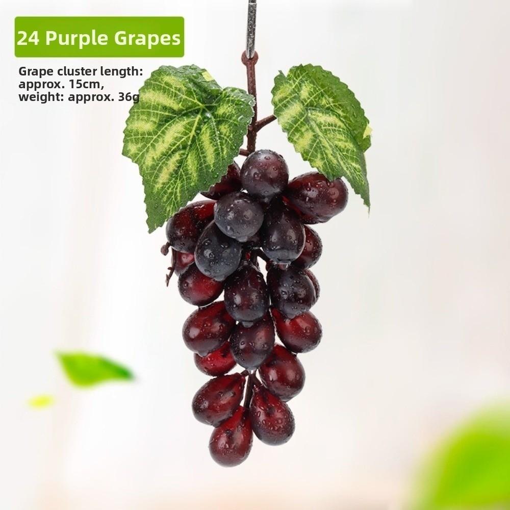 Realistic Artificial Grapes Bunches Decorative Simulation Artificial Faux Fruits Green Grass Fake Grape Bundles