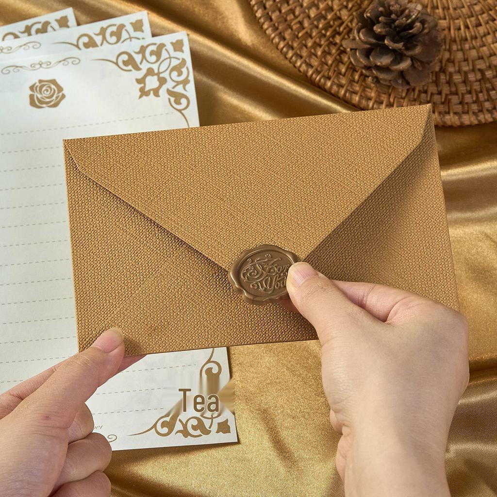 Chinese Style Retro Hemp Envelope & Stationery Set with Kraft Paper and Sealing Wax