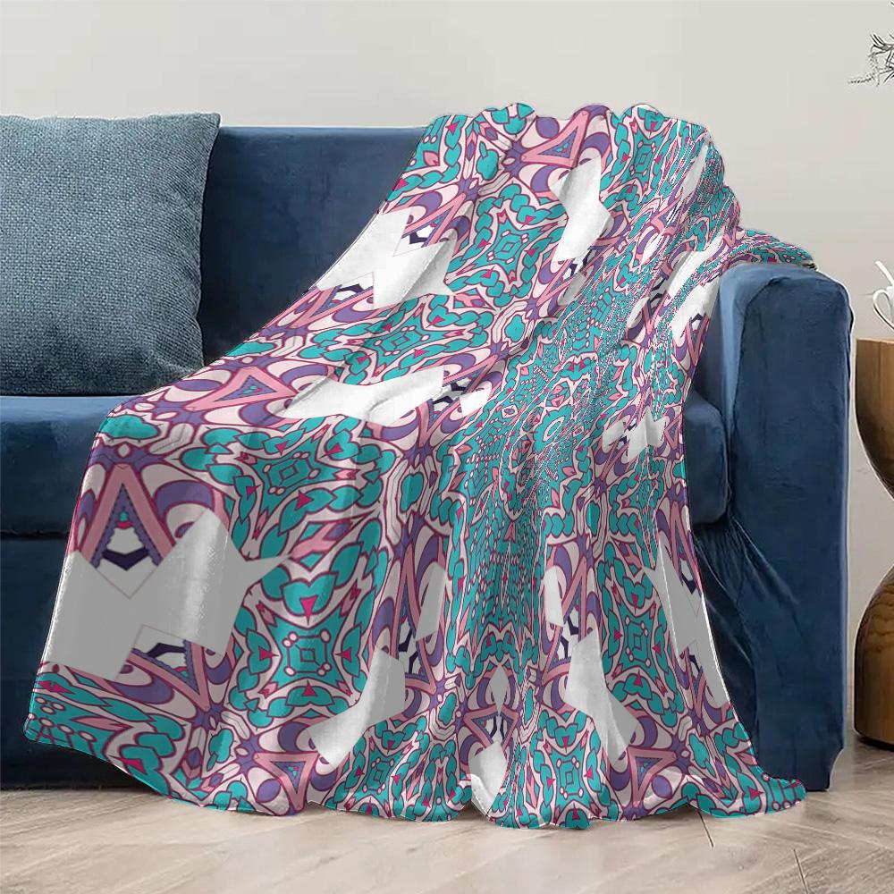 Boho Paisley Floral Print Fleece Blanket Throw Soft Cozy Bed Sofa Decorative Cushion Cover Gift