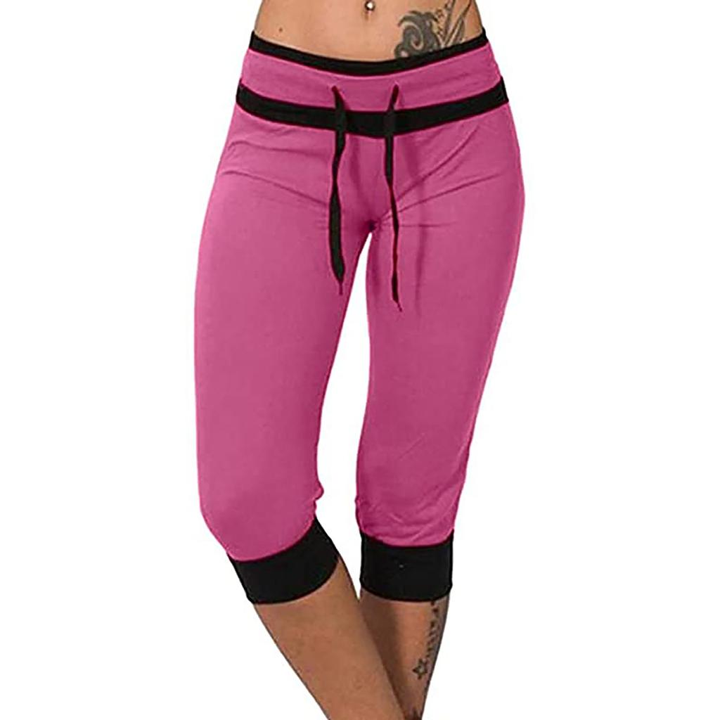 Womens Casual Fashion Low- Cropped Trousers Skinny Casual Pants Sweatpants