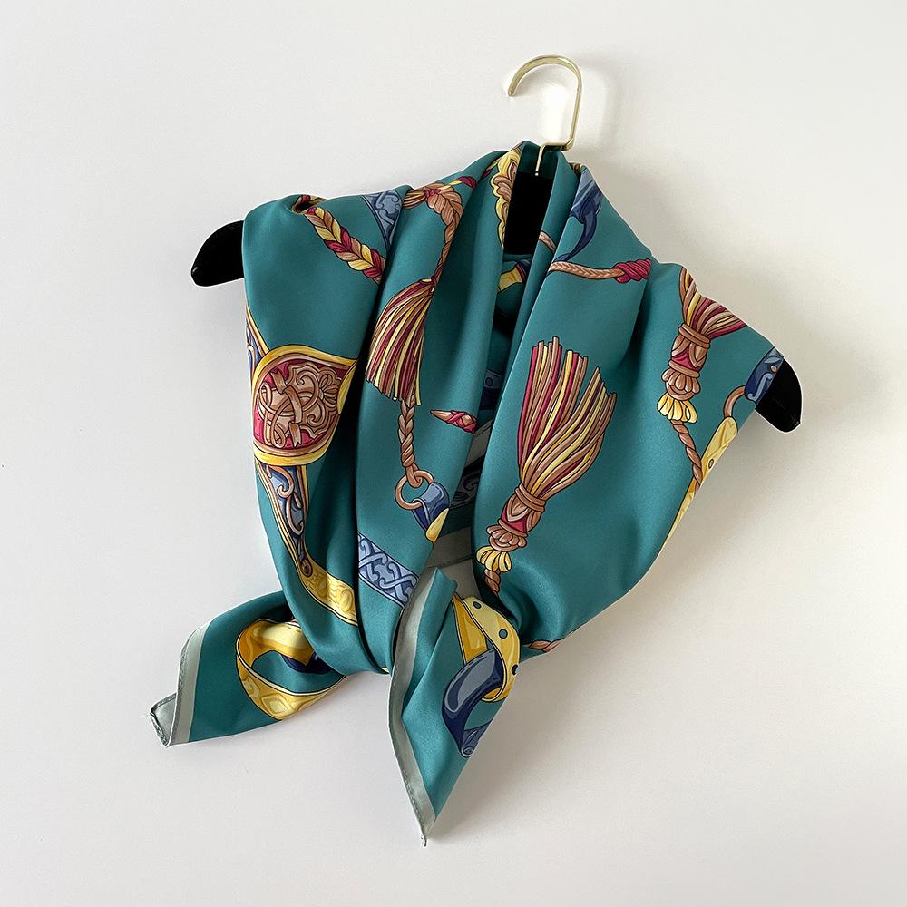 High-end Sense  Big Square Scarf  Women's Scarf  European and American Versatile Scarf  Imitation Silk Screen Scarf  Women's