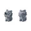 2Pcs Chinese Legend God Beast Statue Cute Gatekeeper God Stone Sculpture Spirit Beast Lion Handmade Gift Diy Decor