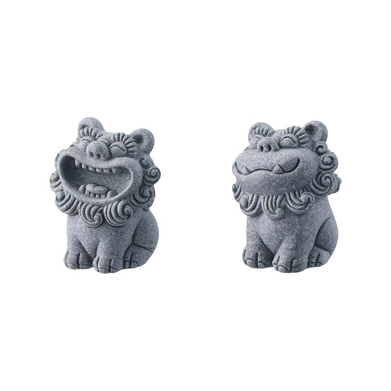 2Pcs Chinese Legend God Beast Statue Cute Gatekeeper God Stone Sculpture Spirit Beast Lion Handmade Gift Diy Decor