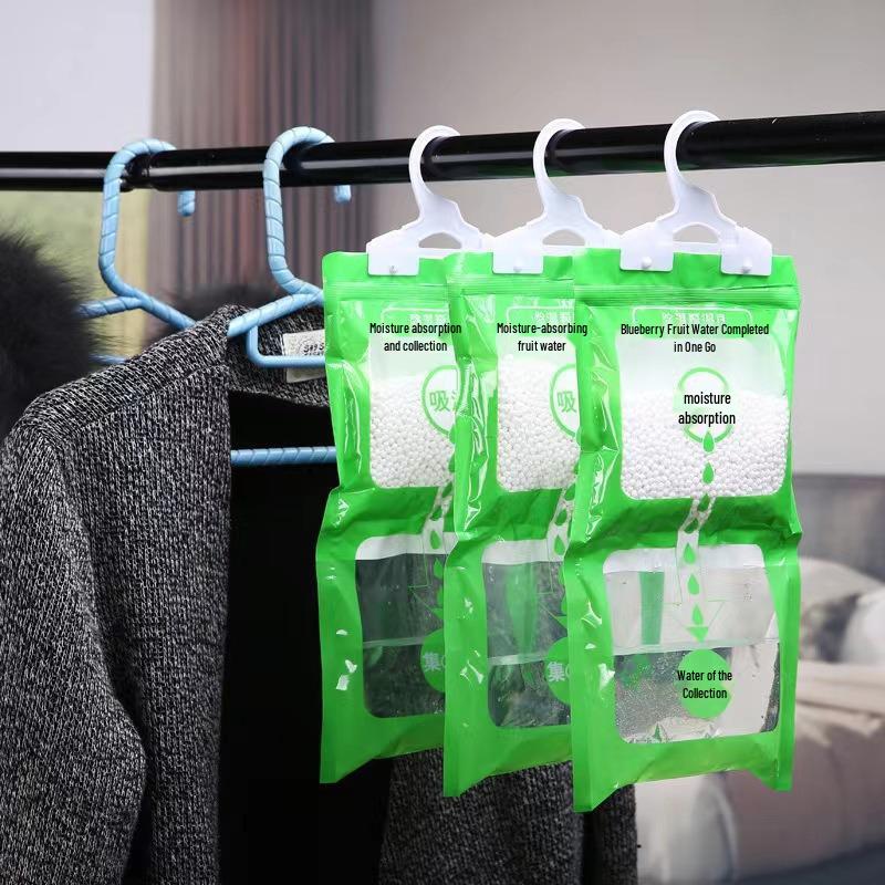 Hanging Moisture Absorber & Dehumidifying Bag for Wardrobes - Water Absorption Desiccant