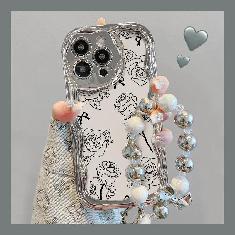 Linie Rosenkette Geeignet für Apple 15promax Handyhülle Iphone13/12 Galvanisiertes Silbermuster Xs Vollpaket